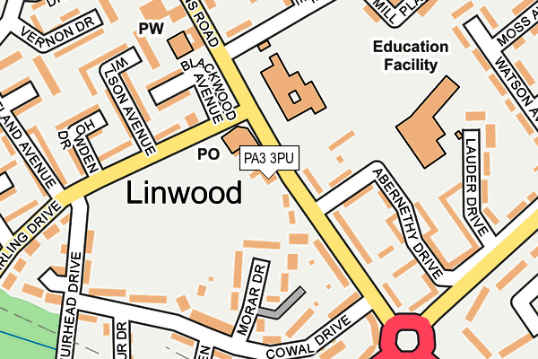PA3 3PU map - OS OpenMap – Local (Ordnance Survey)