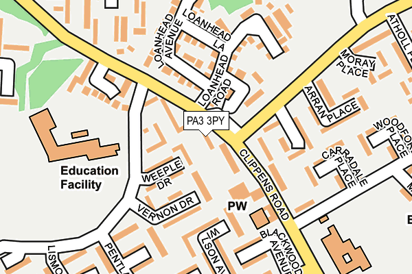 PA3 3PY map - OS OpenMap – Local (Ordnance Survey)