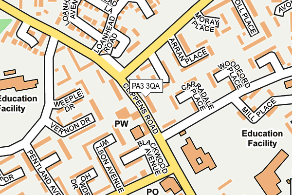 PA3 3QA map - OS OpenMap – Local (Ordnance Survey)
