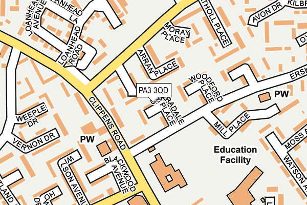 PA3 3QD map - OS OpenMap – Local (Ordnance Survey)