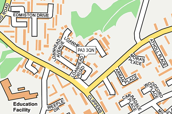 PA3 3QN map - OS OpenMap – Local (Ordnance Survey)