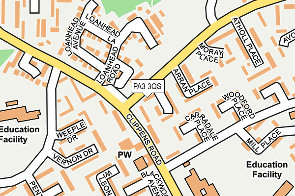 PA3 3QS map - OS OpenMap – Local (Ordnance Survey)
