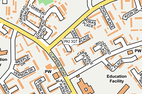 PA3 3QT map - OS OpenMap – Local (Ordnance Survey)