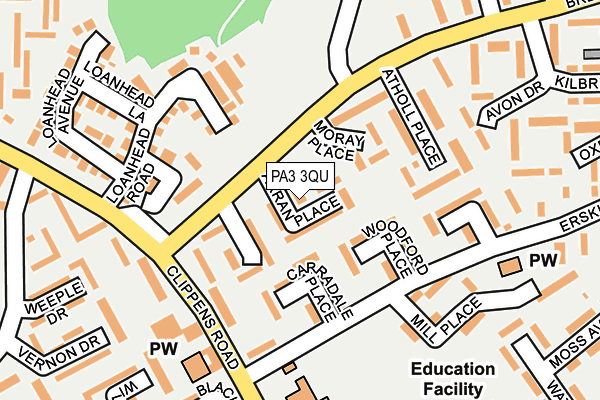 PA3 3QU map - OS OpenMap – Local (Ordnance Survey)