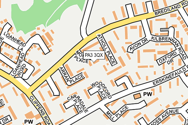 PA3 3QX map - OS OpenMap – Local (Ordnance Survey)