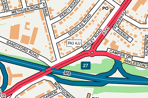 PA3 4JJ map - OS OpenMap – Local (Ordnance Survey)