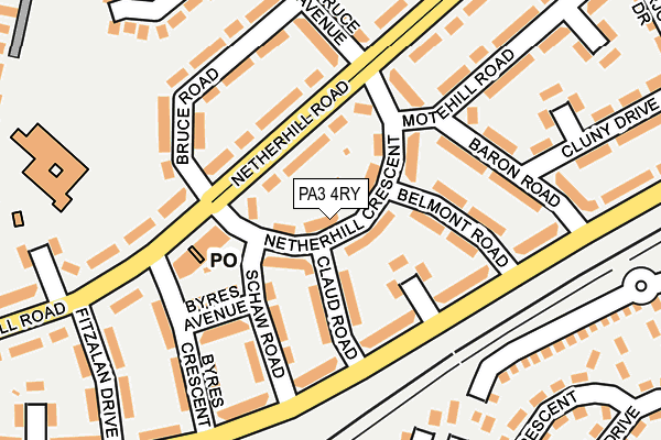 PA3 4RY map - OS OpenMap – Local (Ordnance Survey)
