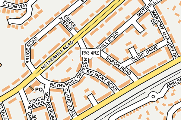 PA3 4RZ map - OS OpenMap – Local (Ordnance Survey)