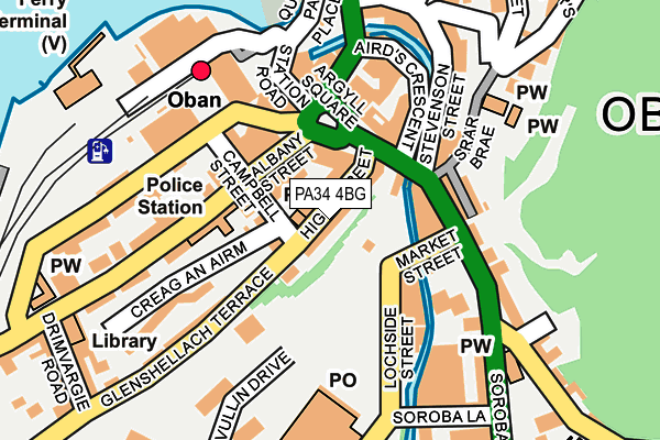 Map of OBAN TYRE SERVICES LTD at local scale