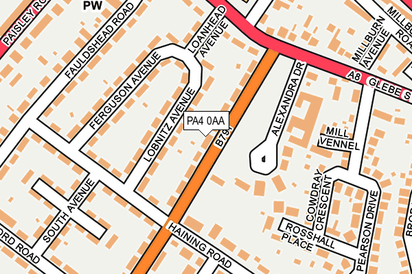 PA4 0AA map - OS OpenMap – Local (Ordnance Survey)