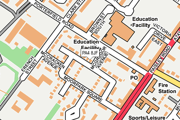 PA4 8JF map - OS OpenMap – Local (Ordnance Survey)