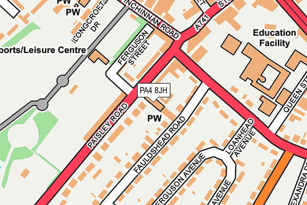 PA4 8JH map - OS OpenMap – Local (Ordnance Survey)