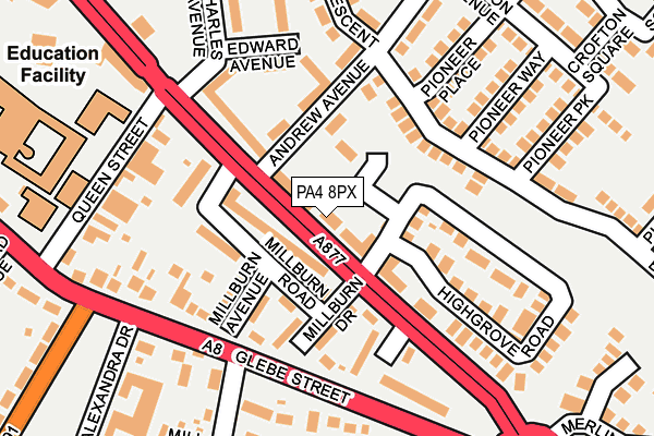 PA4 8PX map - OS OpenMap – Local (Ordnance Survey)