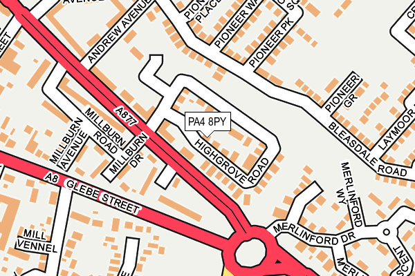 PA4 8PY map - OS OpenMap – Local (Ordnance Survey)