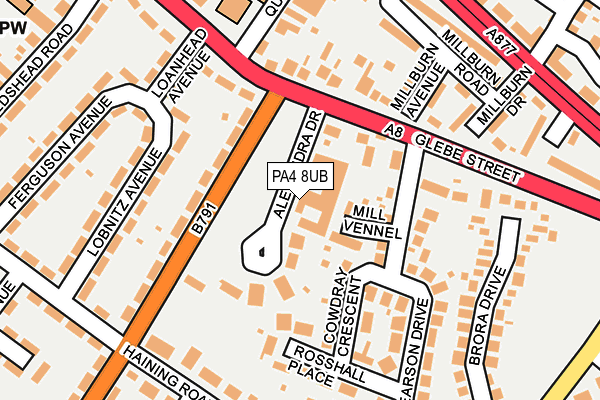 PA4 8UB map - OS OpenMap – Local (Ordnance Survey)