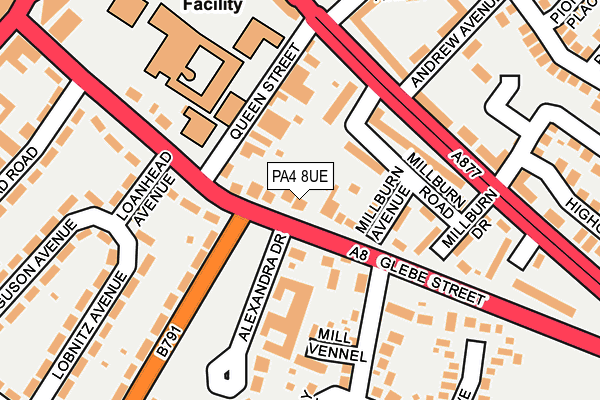 PA4 8UE map - OS OpenMap – Local (Ordnance Survey)