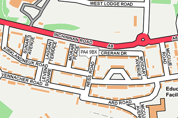 PA4 9BX map - OS OpenMap – Local (Ordnance Survey)