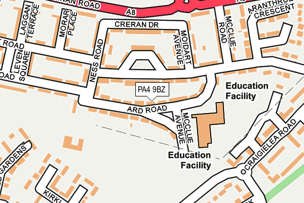 PA4 9BZ map - OS OpenMap – Local (Ordnance Survey)