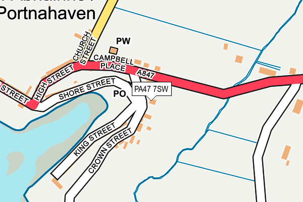 PA47 7SW map - OS OpenMap – Local (Ordnance Survey)