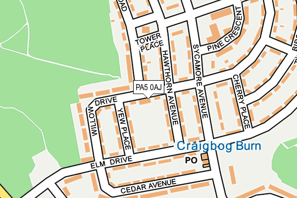 PA5 0AJ map - OS OpenMap – Local (Ordnance Survey)