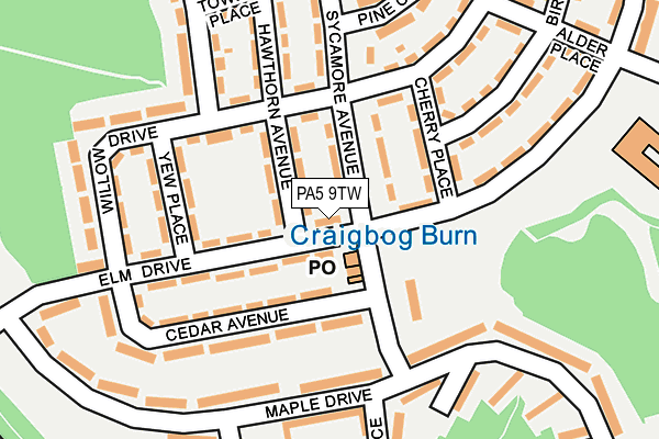 PA5 9TW map - OS OpenMap – Local (Ordnance Survey)