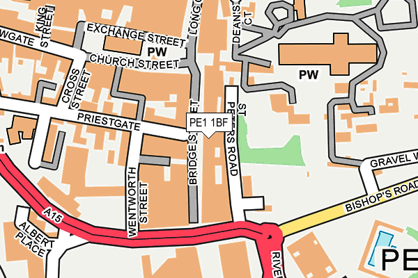 PE1 1BF map - OS OpenMap – Local (Ordnance Survey)