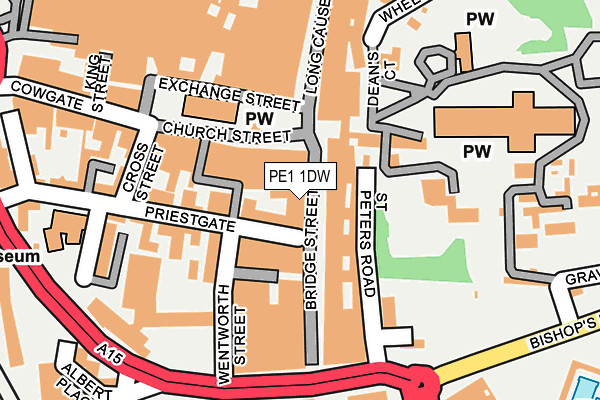 PE1 1DW map - OS OpenMap – Local (Ordnance Survey)