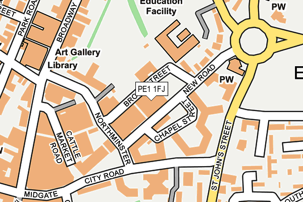 PE1 1FJ map - OS OpenMap – Local (Ordnance Survey)