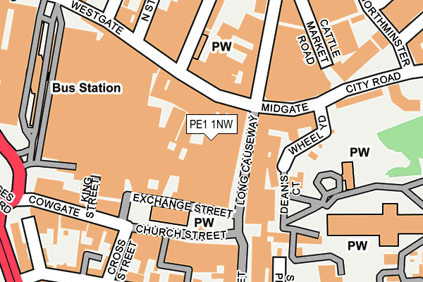 PE1 1NW map - OS OpenMap – Local (Ordnance Survey)