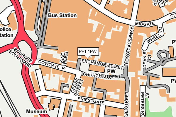 PE1 1PW map - OS OpenMap – Local (Ordnance Survey)