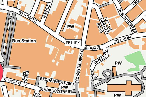 PE1 1PX map - OS OpenMap – Local (Ordnance Survey)