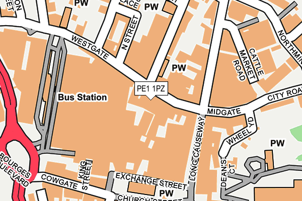 PE1 1PZ map - OS OpenMap – Local (Ordnance Survey)