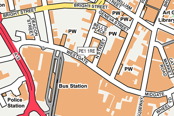 PE1 1RE map - OS OpenMap – Local (Ordnance Survey)