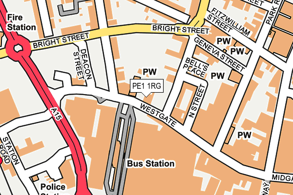 PE1 1RG map - OS OpenMap – Local (Ordnance Survey)