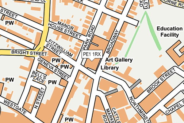 PE1 1RX map - OS OpenMap – Local (Ordnance Survey)