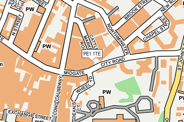 PE1 1TE map - OS OpenMap – Local (Ordnance Survey)