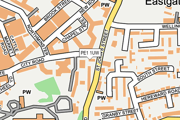 PE1 1UW map - OS OpenMap – Local (Ordnance Survey)