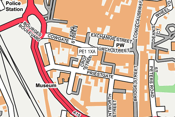 PE1 1XA map - OS OpenMap – Local (Ordnance Survey)