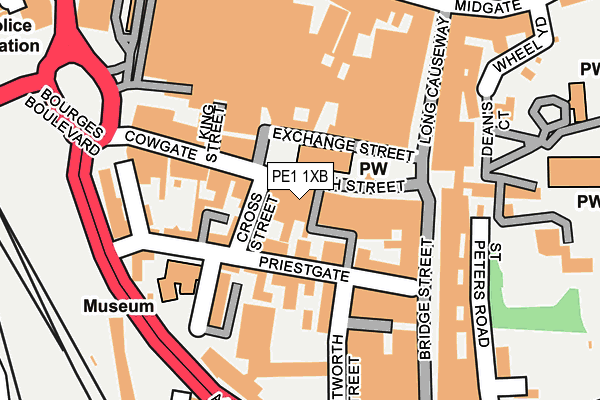 PE1 1XB map - OS OpenMap – Local (Ordnance Survey)