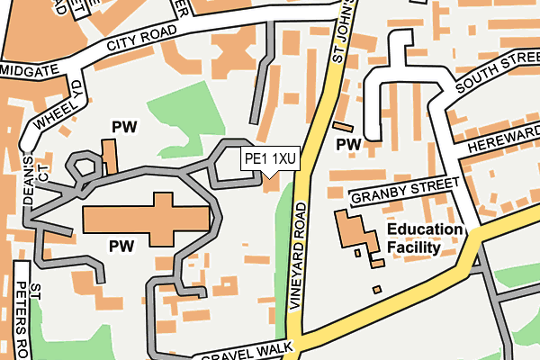 PE1 1XU map - OS OpenMap – Local (Ordnance Survey)