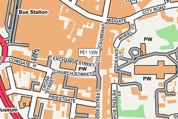 PE1 1XW map - OS OpenMap – Local (Ordnance Survey)