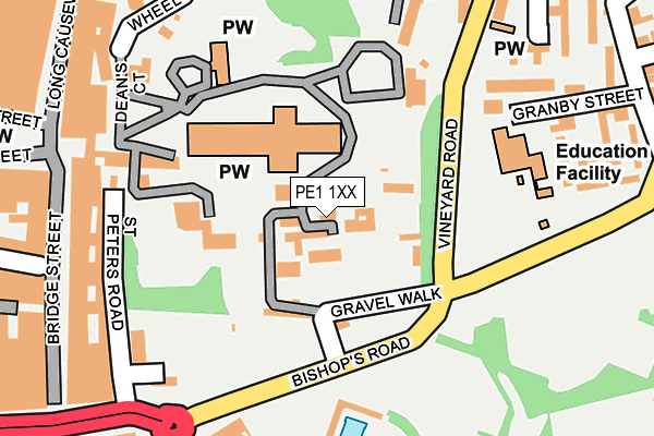 PE1 1XX map - OS OpenMap – Local (Ordnance Survey)