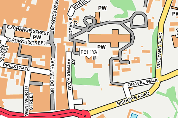 PE1 1YA map - OS OpenMap – Local (Ordnance Survey)