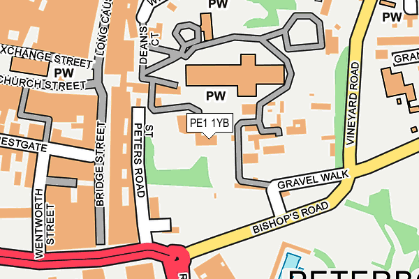 PE1 1YB map - OS OpenMap – Local (Ordnance Survey)