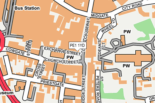 PE1 1YD map - OS OpenMap – Local (Ordnance Survey)
