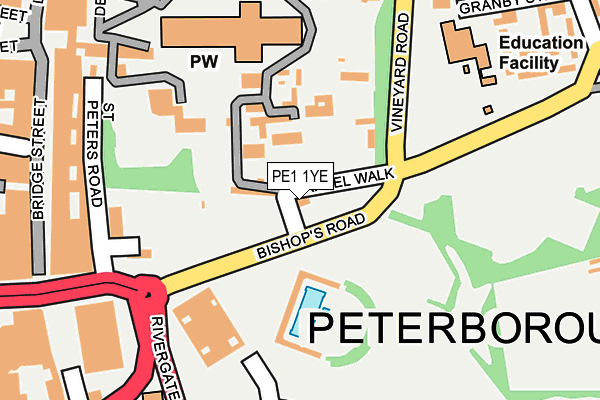 PE1 1YE map - OS OpenMap – Local (Ordnance Survey)