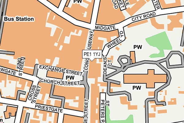PE1 1YJ map - OS OpenMap – Local (Ordnance Survey)