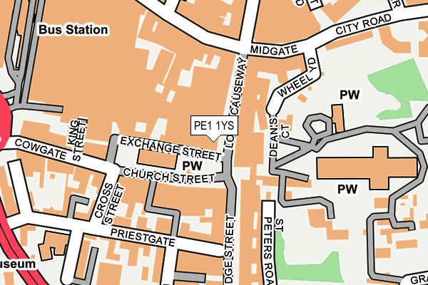 PE1 1YS map - OS OpenMap – Local (Ordnance Survey)