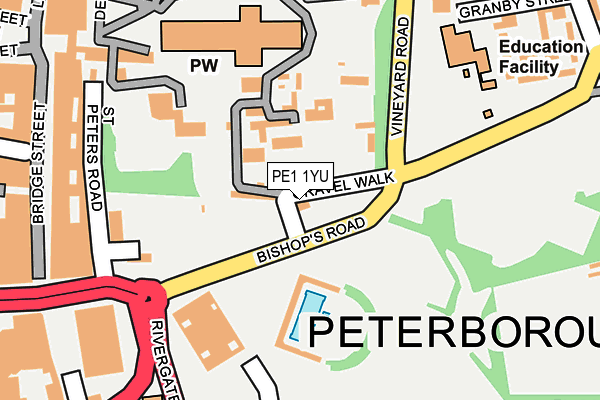 PE1 1YU map - OS OpenMap – Local (Ordnance Survey)