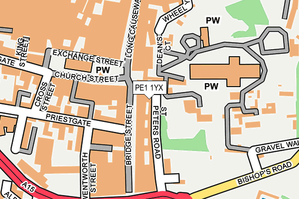 PE1 1YX map - OS OpenMap – Local (Ordnance Survey)